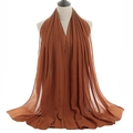 Detail of caramel pleated chiffon shawl showing breathable fabric texture and drape - Caramel (64#)