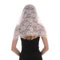 Velo da sposa in pizzo rosa bianca con bordo a ciglia e design a mantella - Bianco