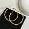 Eleganti orecchini a cerchio dorati con zirconi scintillanti in portagioie - Stile Grandi Cerchi Con Strass Super Scintillanti / Oro