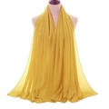 Breathable pearl chiffon long scarf hijab in solid ginger yellow for women - Ginger Yellow (83#)
