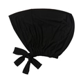 Solid black modal headwear with adjustable elastic straps and bow tie detail - One Size / Black (Style 1)