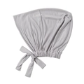 Close-up of the light gray modal hijab undercap featuring adjustable tie-back straps - Light Gray