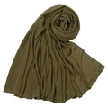 Olive green premium jersey cotton hijab headscarf with high elasticity and fine edging - Army Green