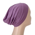 Deep purple modal headscarf with ruched detail and elastic turban cap design - One Size / Light Purple