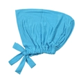 Dettaglio del sottovelo hijab elastico azzurro con fiocco laterale e trama a coste fini - Stile Fiocco Laterale Blu Cielo (MSL010-24#)