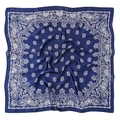 Elegante blauwe zijde-look vierkante sjaal met wit paisley patroon, 70x70 cm. - 70x70cm / Marineblauw