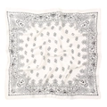 Elegante crèmekleurige zijdeachtige vierkante sjaal met klassiek zwart paisley patroon - 70x70cm / Wit