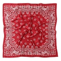 Elegant red satin square scarf with white paisley print pattern for women bandana - 70x70cm / Burgundy