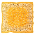 Bright orange paisley print satin square scarf for women 70cm silk-like neckerchief - 70x70cm / Yellow
