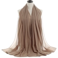 Light brown breathable chiffon hijab scarf with elegant drape and fine edge stitching - Khaki