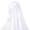 Detail of white pearl chiffon hijab with integrated headscarf and breathable face veil - 180x70cm / White