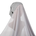 Grey hijab set featuring a knit inner cap and light purple translucent chiffon face veil - 180x70cm / Light Gray