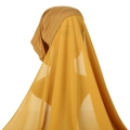 Ensemble hijab 2 en 1 jaune moutarde avec bonnet intérieur et châle en mousseline - Curcuma