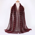 Elegant burgundy pleated shawl with gold sequin stripes and subtle metallic shimmer - 19#Black Red