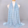 Light blue sequin scarf for women with shimmering gold stripes on a soft knit fabric - 1#Aqua Blue