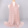 Pink pleated scarf for women with shimmering golden square sequins and lace detail - 3#Light Pink