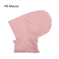 Detail of mauve inner hijab showing elastic pleated neck and breathable modal fabric - Dusty Pink (8#)