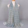 Light blue sequin lace scarf with gold stripe details on a mannequin display - 5#Blue Green