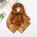 Brown and orange geometric diamond pattern scarf with retro tie-dye texture in a soft fabric - Yellow