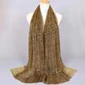 Elegant gold sequin lace shawl with metallic mesh texture and pleated shimmer finish - 9#Golden Yellow