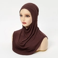 Vista frontale di un sottovelo ninja elastico marrone scuro con copertura per il collo - Stile Ninja a Copertura Totale Marrone Scuro (MSL029-11#)