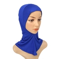 Dettaglio della cuffia hijab in jersey elasticizzato blu su sfondo bianco - Stile Ninja a Copertura Totale Blu Reale (MSL006-13#)