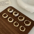 Exquise gouden zirkonia oorringen set voor dames met vier minimalistische luxe stijlen - Gouden Oorbellen 8-delige Set