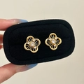 Elegant gold flower stud earrings with radiant filigree and central sparkling zircon - Gold Hollow Flower Stud Earrings