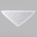 Dettaglio di sciarpa a triangolo in pizzo bianco con pois e delicato bordo floreale - 140x70cm / Bianco