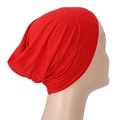 Red modal pullover headscarf cap with soft knit texture and high elasticity - One Size / Red