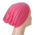 Magenta modal slouchy beanie hat for women, soft elastic headscarf inner cap - One Size / Rose Red