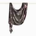 Details eines Bali-Garn-Schals mit Kirschblütenmuster und weißen Wellenlinien - Graubraun Rosa Kirschblütenstil (YW518-1#)