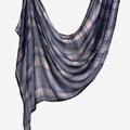 Detail eines plissierten Voile-Schals mit geometrischen Mustern in Marine und Rosa - Blau-Rosa Geometrisch Plissee Stil (YW528-1#)