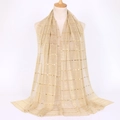Translucent gold mesh shawl with horizontal sparkling sequins for women - Khaki
