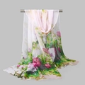 Elegant georgette scarf with vibrant pink floral prints and lightweight silk feel - 160x50cm / Pastoral Floral