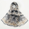 Sciarpa in voile floreale con stampa sfumata grigio nero per primavera estate - Tie-Dye Nero Grigio (VE002-1#)
