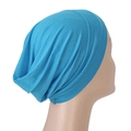 Bright blue modal jersey hijab undercap with side pleats and elastic fit for women - One Size / Sky Blue