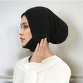 Μαύρο ελαστικό εσωτερικό καπέλο hijab ninja με ρυθμιζόμενα κορδόνια για κάλυψη του λαιμού - Μαύρο (MSL185)