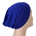 Royal blue modal hijab underscarf with soft elastic texture shown on head model - One Size / Sapphire Blue