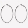 Orecchini a cerchio geometrici grandi in argento con tubo lucido e chiusura - 4cm / Argento