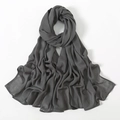 Bufanda de modal gris oscuro transpirable y fina con textura natural y bordes cosidos - Gris Oscuro