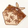 Vintage brown floral lace triangle scarf with delicate embroidery and scalloped edges - Vintage Floral Embroidery Wave Edge Style (VS769-6) / Dark Coffee