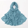 Elegant dusty blue modal hijab wrap for women with lightweight breathable fabric texture - 190*85cm / Deep Blue