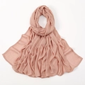 Solid pink modal cotton hijab wrap with premium pleated texture and seamless edges - 190*85cm / Peach Red
