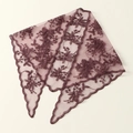 Elegant dark purple lace veil with intricate floral embroidery and scalloped edges - Vintage Floral Embroidery Wave Edge Style (VS769-5) / Dusky Pink