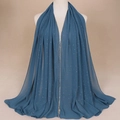 Châle en mousseline bleu Morandi avec strass élégants et bordure de chaîne - 180x70cm / Turquoise Foncé