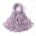 Light purple crinkled modal hijab scarf with fine stitched edges and soft drape - 190*85cm / Purple