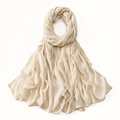 Elegant beige lightweight modal scarf with soft pleated texture and semi-sheer finish - 190*85cm / Beige Apricot