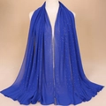 Écharpe en mousseline bleu roi avec pois dorés et détails raffinés en strass brillants - 180x70cm / Bleu Saphir