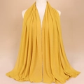 Écharpe longue en mousseline jaune ornée de strass brillants et bordure en cristal - 180x70cm / Curcuma